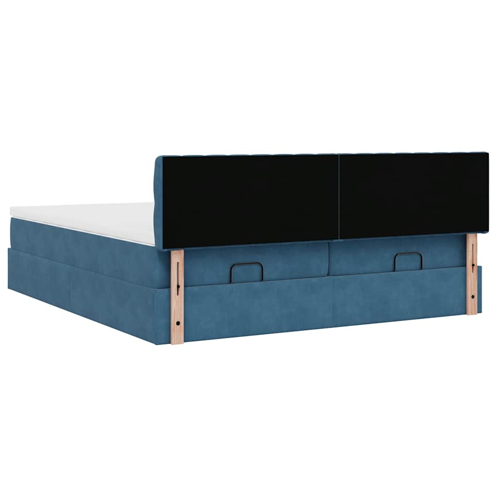 Ottoman bed met matrassen 180x200cm fluweel donkerblauw