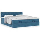 Ottoman bed with mattresses 180x200cm velvet dark blue