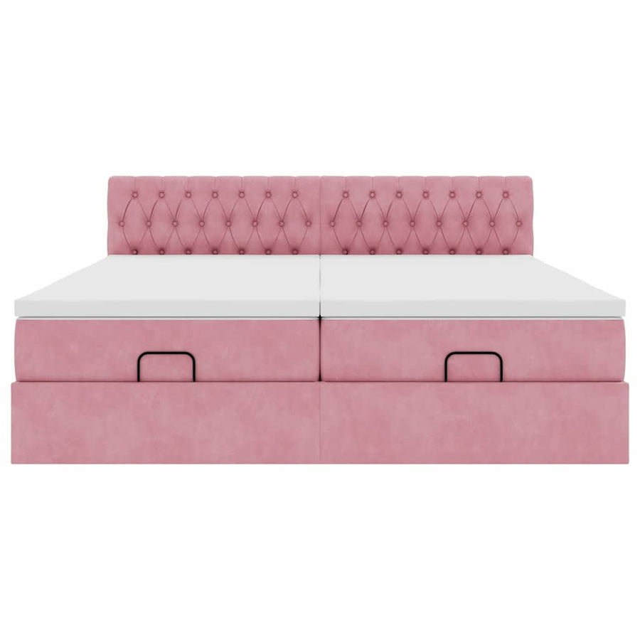 Ottoman bed met matrassen 180x200cm fluweel roze