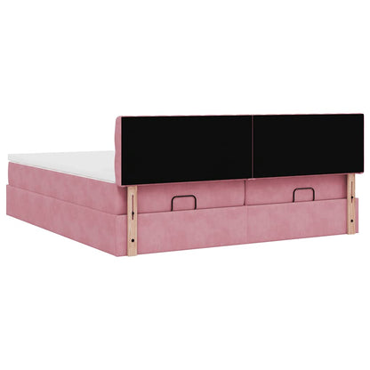 Ottoman bed met matrassen 180x200cm fluweel roze