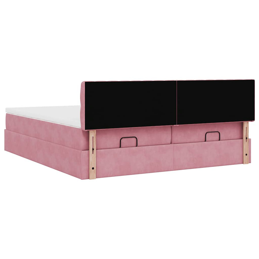 Ottoman bed met matrassen 180x200cm fluweel roze