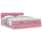 Ottomaans bed 180x200 cm fluweel roze