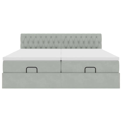 Ottoman bed met matrassen 200x200cm fluweel lichtgrijs