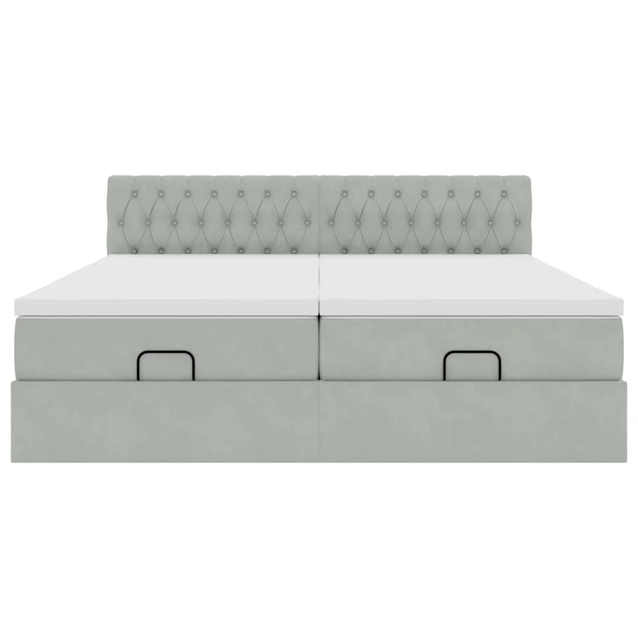 Ottoman bed met matrassen 200x200cm fluweel lichtgrijs