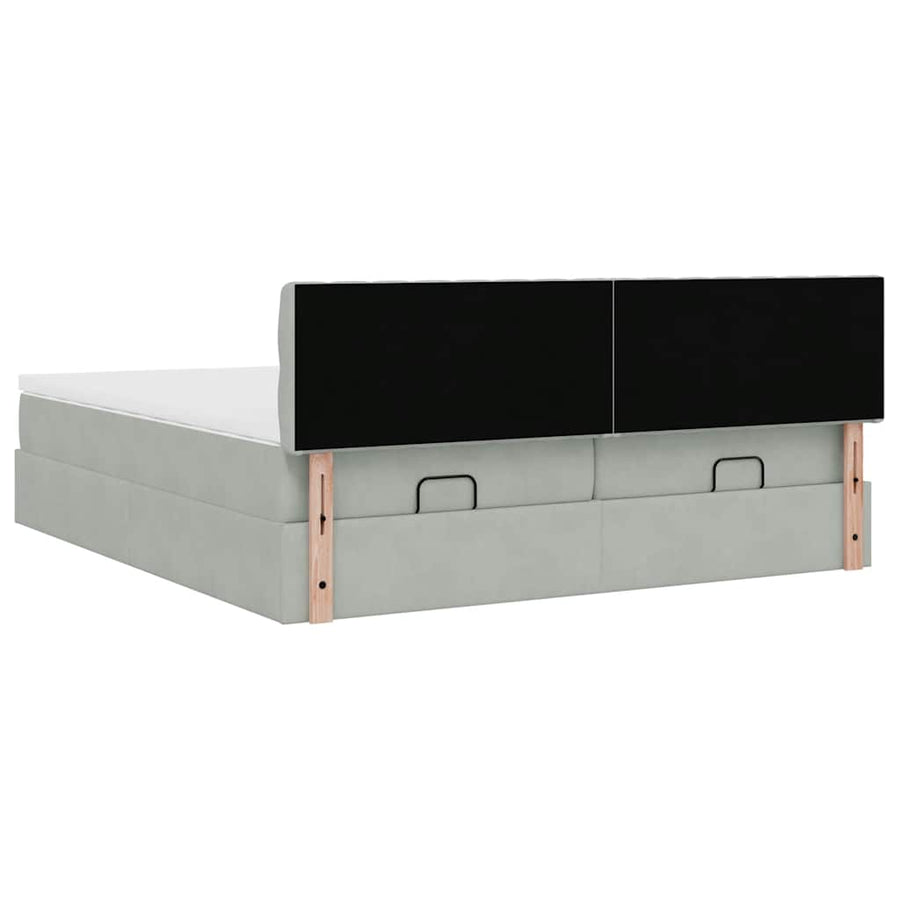 Ottoman bed met matrassen 200x200cm fluweel lichtgrijs