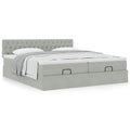 Ottoman bed met matrassen 200x200cm fluweel lichtgrijs