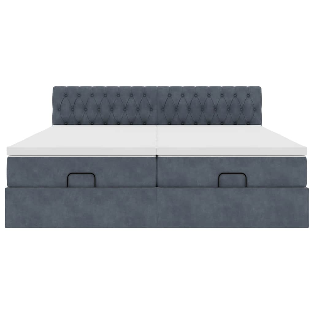 Ottoman bed met matrassen 200x200cm fluweel donkergrijs