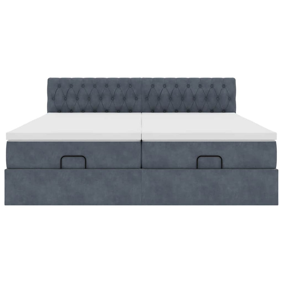 Ottoman bed met matrassen 200x200cm fluweel donkergrijs