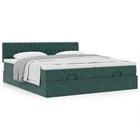 Ottoman bed with mattresses 200x200cm velvet dark green