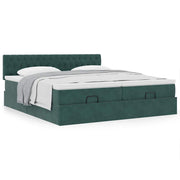 Ottoman bed met matrassen 200x200cm fluweel donkergroen