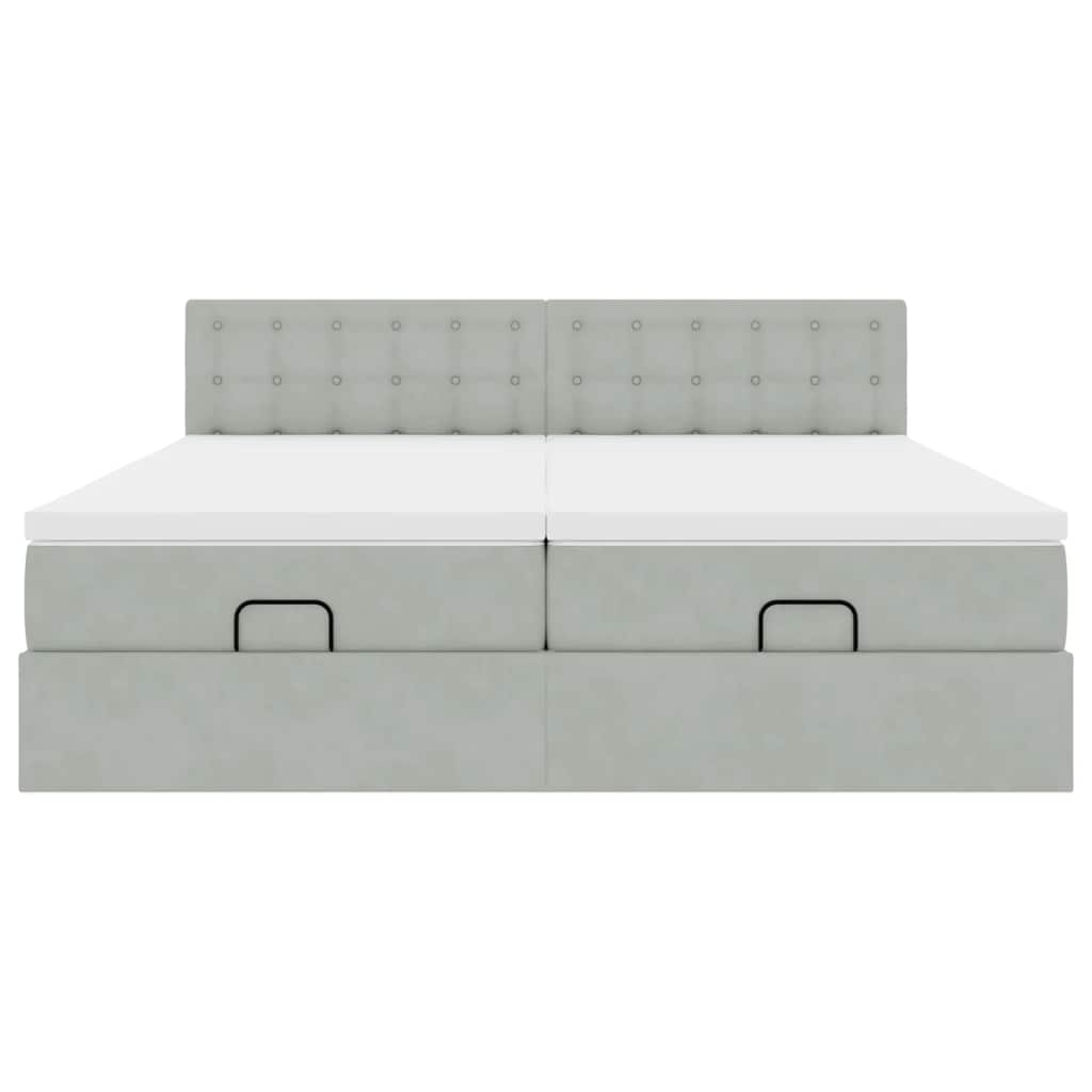 Ottoman bed met matrassen 160x200cm fluweel lichtgrijs