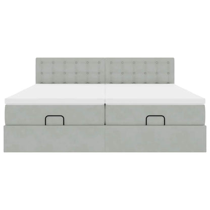 Ottoman bed met matrassen 160x200cm fluweel lichtgrijs