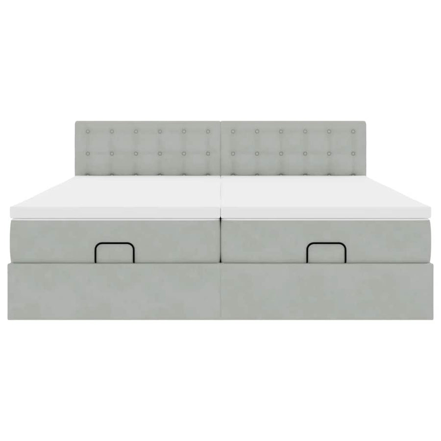 Ottoman bed met matrassen 160x200cm fluweel lichtgrijs