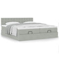 Ottoman bed met matrassen 160x200cm fluweel lichtgrijs