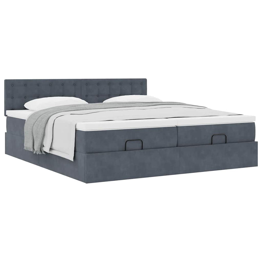 Ottoman bed met matrassen 160x200cm fluweel donkergrijs