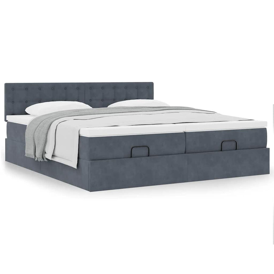 Ottoman bed met matrassen 160x200cm fluweel donkergrijs