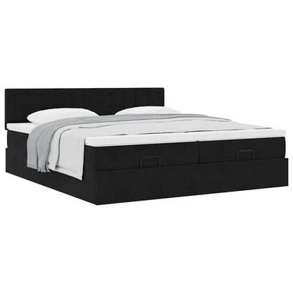Ottoman bed met matrassen 160x200cm fluweel zwart
