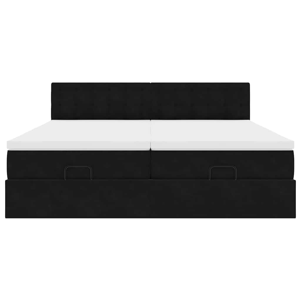 Ottoman bed met matrassen 160x200cm fluweel zwart