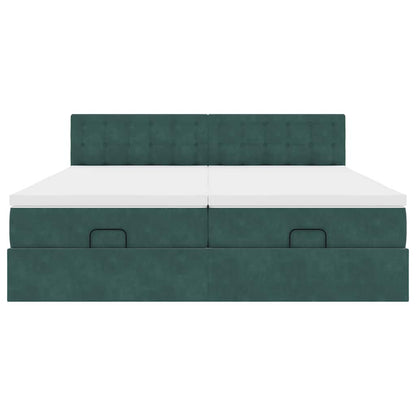 Ottoman Bed Met Matrassen 160X200Cm Fluweel 160 x 200 cm Donkergroen