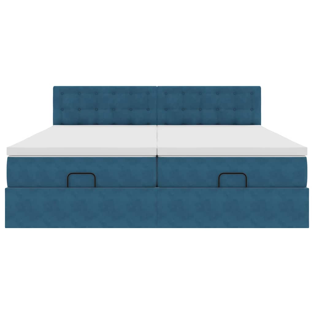 Ottoman bed met matrassen 160x200cm fluweel donkerblauw