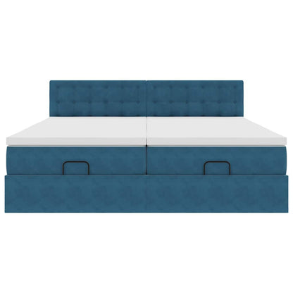 Ottoman bed met matrassen 160x200cm fluweel donkerblauw
