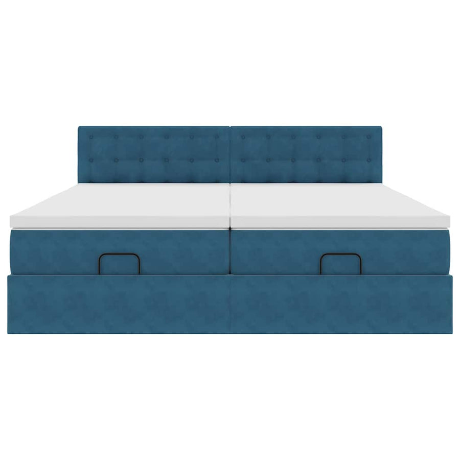 Ottoman bed met matrassen 160x200cm fluweel donkerblauw
