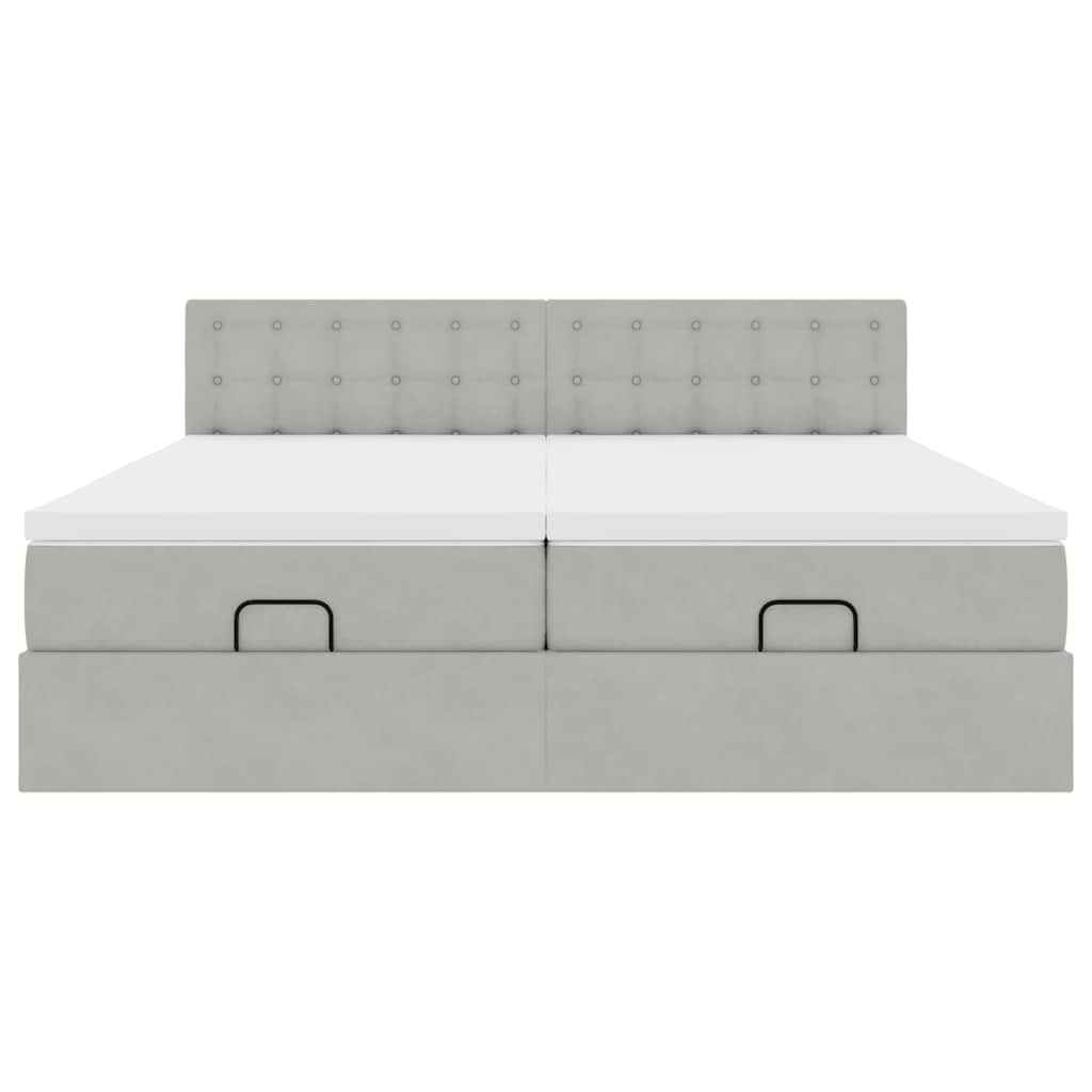 Ottoman bed met matrassen 180x200cm fluweel lichtgrijs