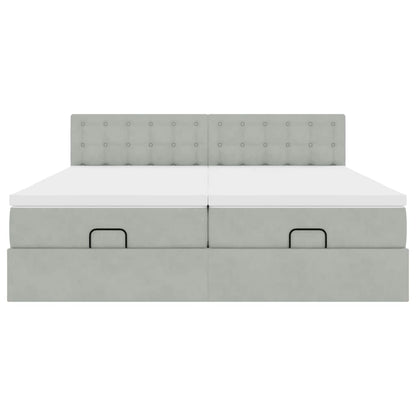 Ottoman bed met matrassen 180x200cm fluweel lichtgrijs