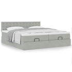 Ottoman bed with mattresses 180x200cm velvet light grey