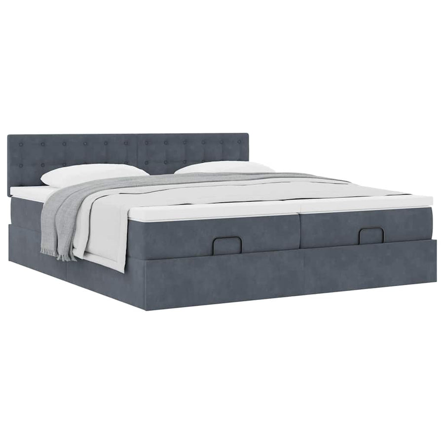 Ottoman bed met matrassen 180x200cm fluweel donkergrijs