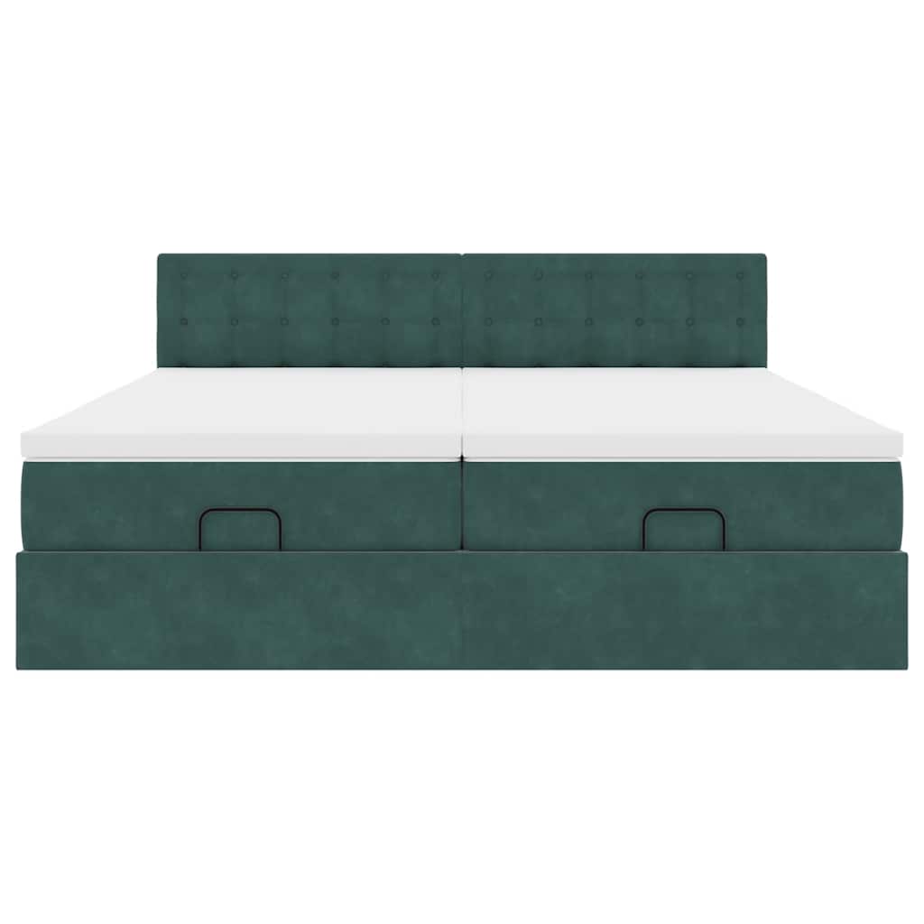 Ottoman bed met matrassen 180x200cm fluweel donkergroen