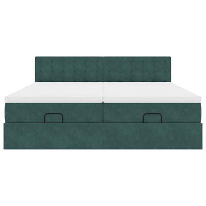 Ottoman bed met matrassen 180x200cm fluweel donkergroen
