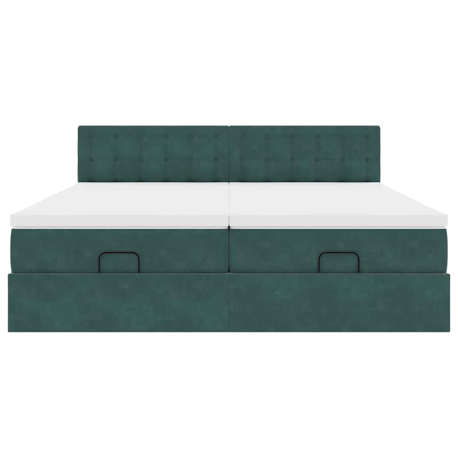 Ottoman bed met matrassen 180x200cm fluweel donkergroen