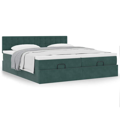 Ottoman bed met matrassen 180x200cm fluweel donkergroen