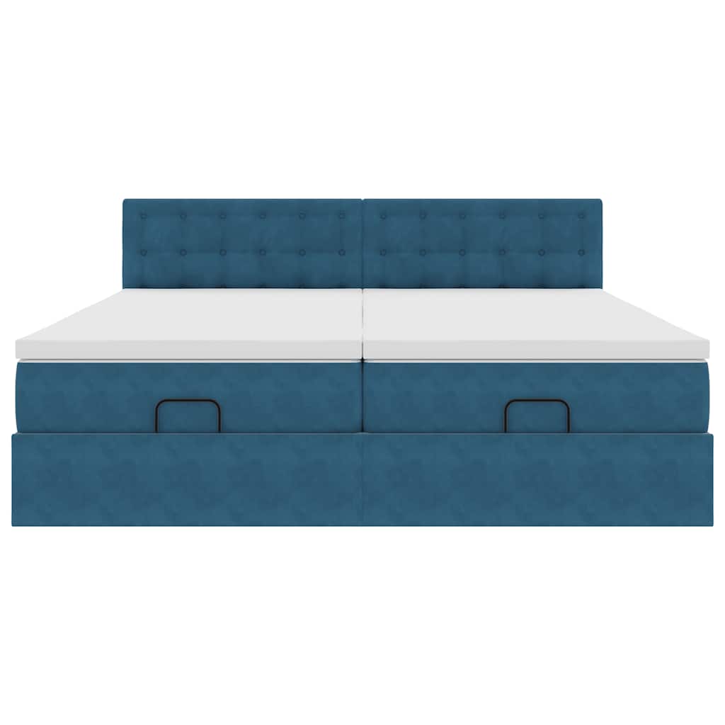 Ottoman bed met matrassen 180x200cm fluweel donkerblauw