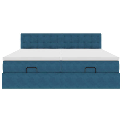 Ottoman bed met matrassen 180x200cm fluweel donkerblauw
