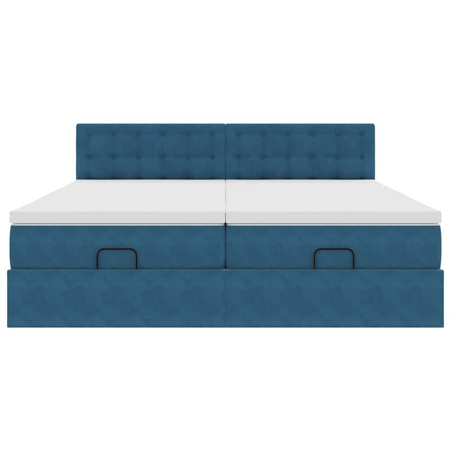 Ottoman bed met matrassen 180x200cm fluweel donkerblauw