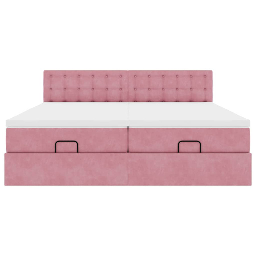 Ottoman bed met matrassen 180x200cm fluweel roze