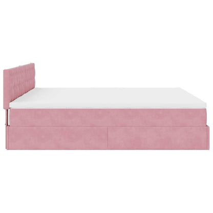 Ottoman bed met matrassen 180x200cm fluweel roze