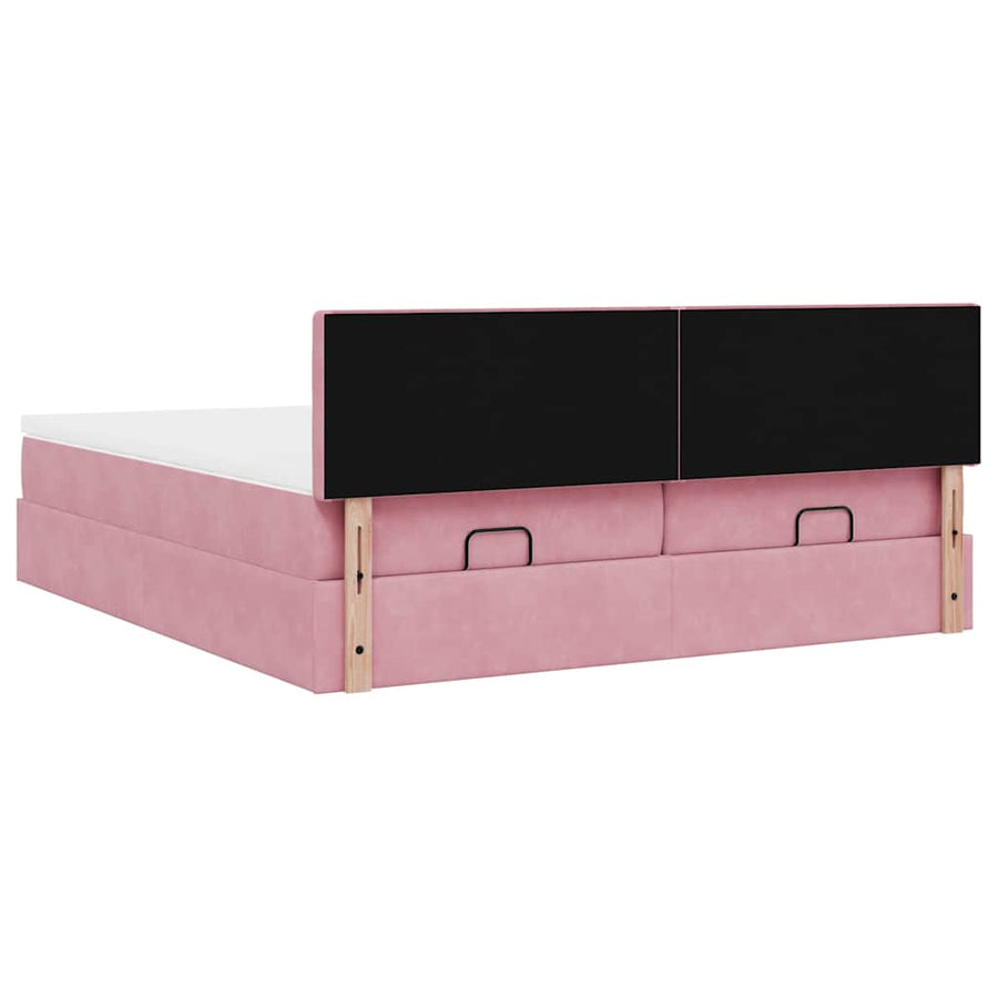 Ottoman bed met matrassen 180x200cm fluweel roze
