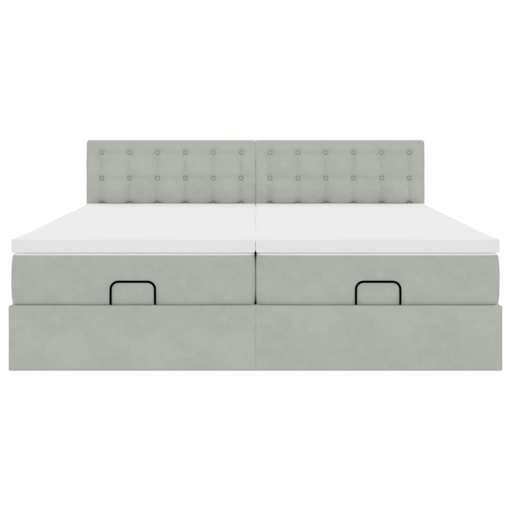 Ottoman bed met matrassen 200x200cm fluweel lichtgrijs