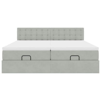 Ottoman bed met matrassen 200x200cm fluweel lichtgrijs