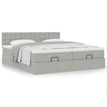 Ottoman bed met matrassen 200x200cm fluweel lichtgrijs