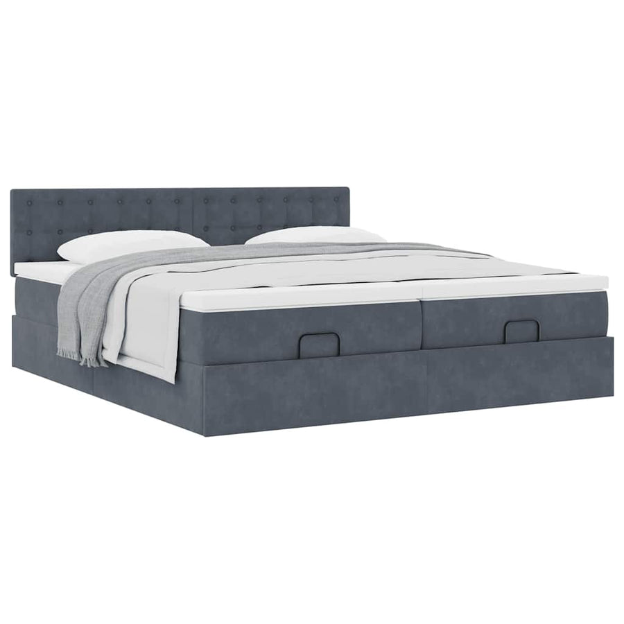 Ottoman bed met matrassen 200x200cm fluweel donkergrijs