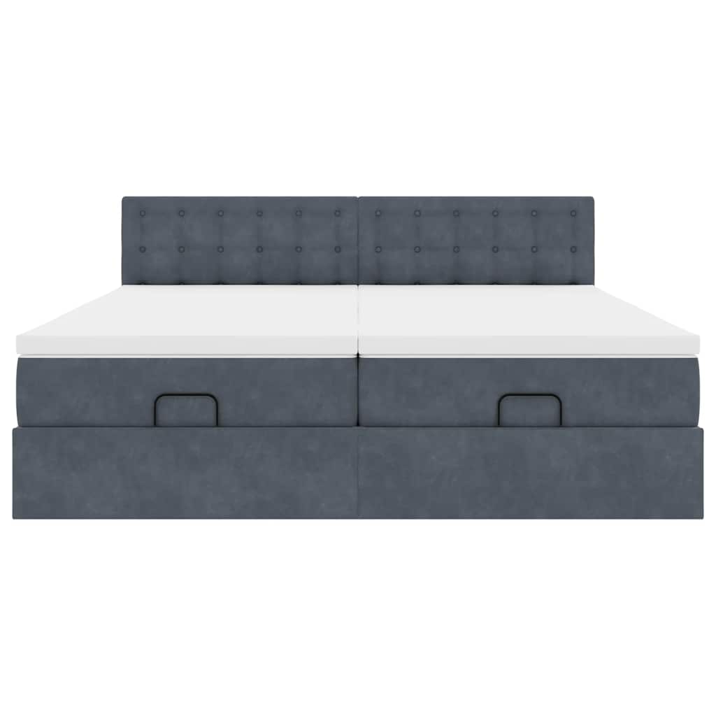 Ottoman bed met matrassen 200x200cm fluweel donkergrijs