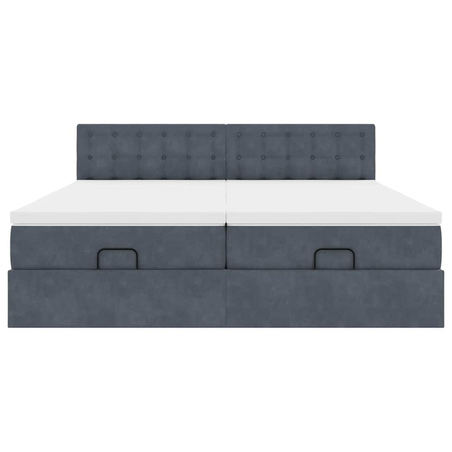 Ottoman bed met matrassen 200x200cm fluweel donkergrijs