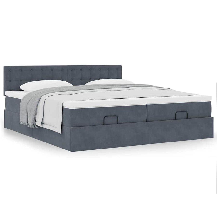 Ottoman bed met matrassen 200x200cm fluweel donkergrijs