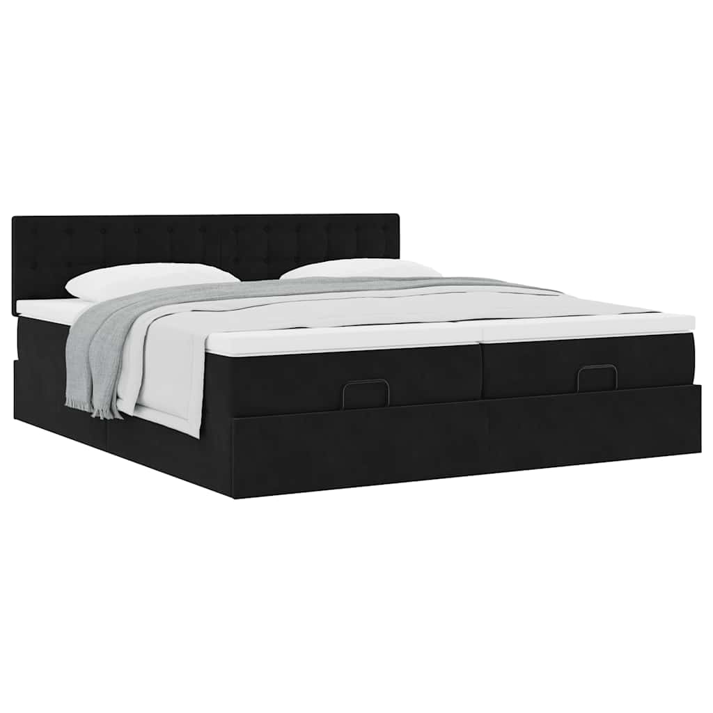Ottoman bed met matrassen 200x200cm fluweel zwart