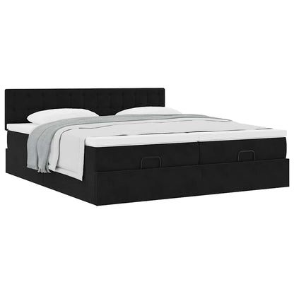 Ottoman bed met matrassen 200x200cm fluweel zwart