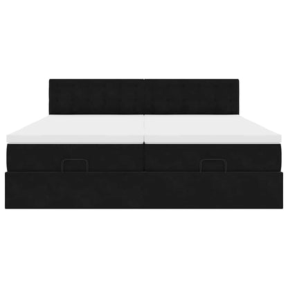 Ottoman bed met matrassen 200x200cm fluweel zwart